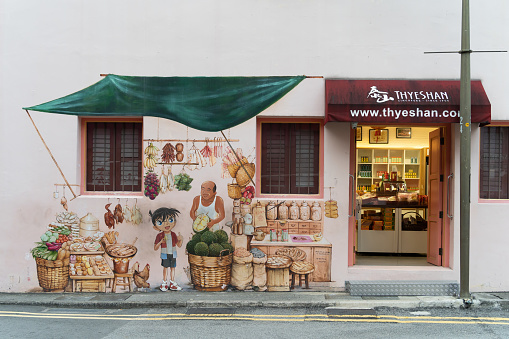 Singapore - August  28,2023 : Detective Conan in Chinatown Mural in Singapore