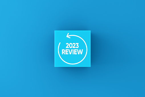 Year 2023 annual business review, analysis and evaluation. The message 2023 review on blue cube.