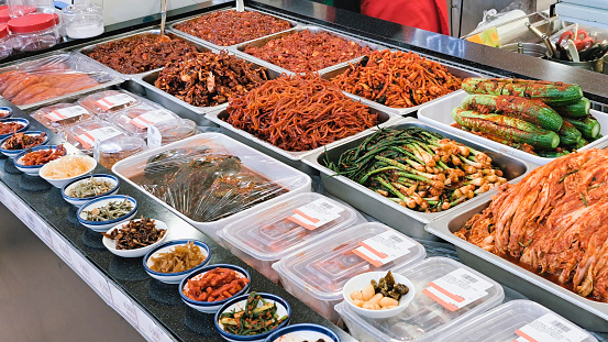 Kimchi Korean side dish Various Vegetable in Supermarket ready to eat food