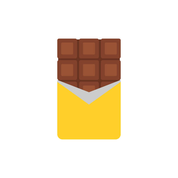ilustrações, clipart, desenhos animados e ícones de ícone de chocolate isolado. sinal de alimento. símbolo para aplicativo móvel - chocolate candy bar chocolate candy foil