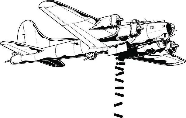 Vector illustration of Vector illustration of bomber airplane