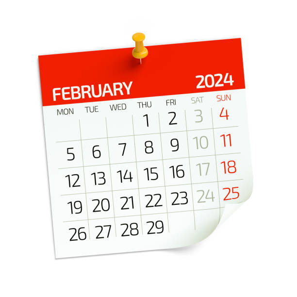 istock February 2024 - Calendar. Isolated on White Background. 3D Illustration 1688143389