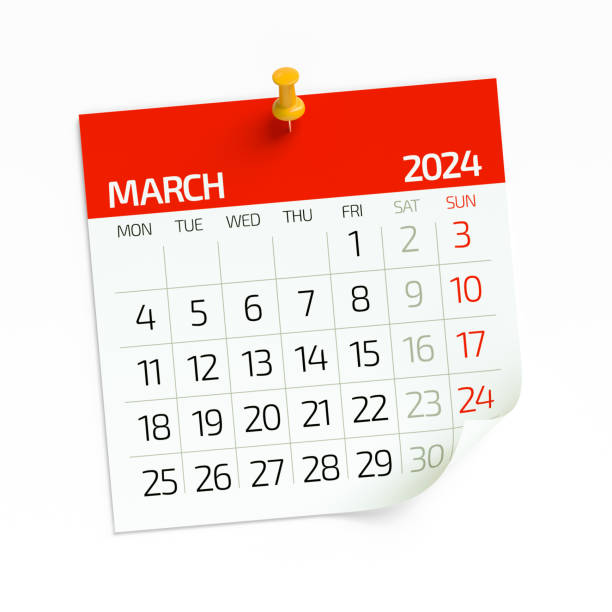 istock March 2024 - Calendar. Isolated on White Background. 3D Illustration 1688143906
