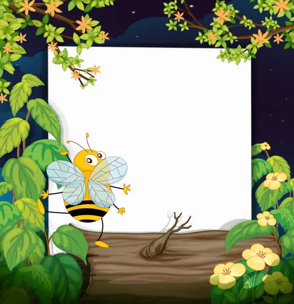 Vector illustration of Bee and a blank board