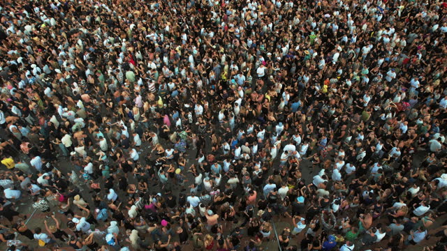 Aerial shot of people at a concert