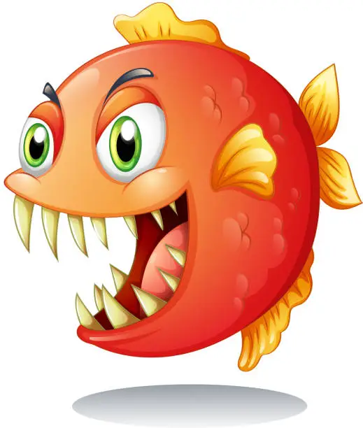 Vector illustration of Orange piranha