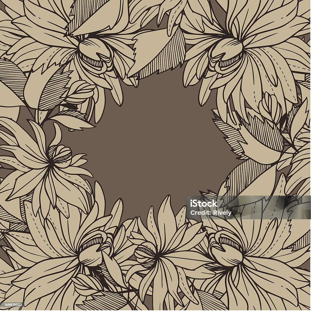 Monochrom retro vintage Vektor-frame abstrakten Blumen und Blätter - Lizenzfrei Abstrakt Vektorgrafik