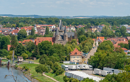 Aerial view of Bad Wimpfen, a historic spa town in the district of Heilbronn in Southern Germany at summer time