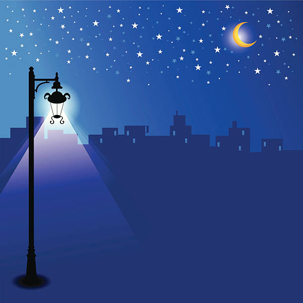 Moon Light Street vector art illustration