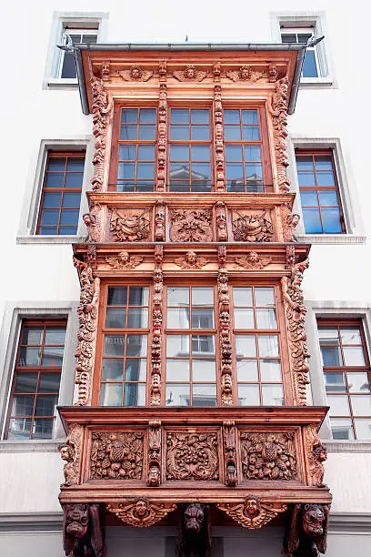 Photo of Painted facade of a historic building in the Swiss