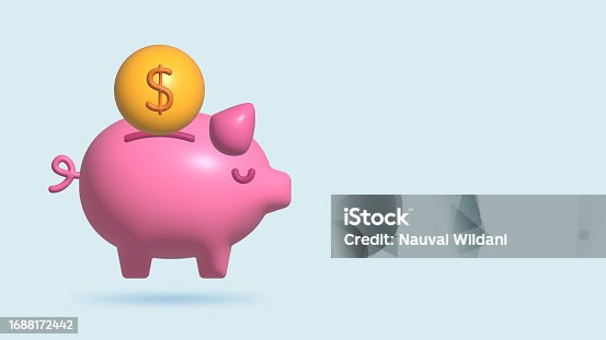 istock 3d piggy bank with gold coins falling. 3d render for investment banking financial. Save money 1688172442