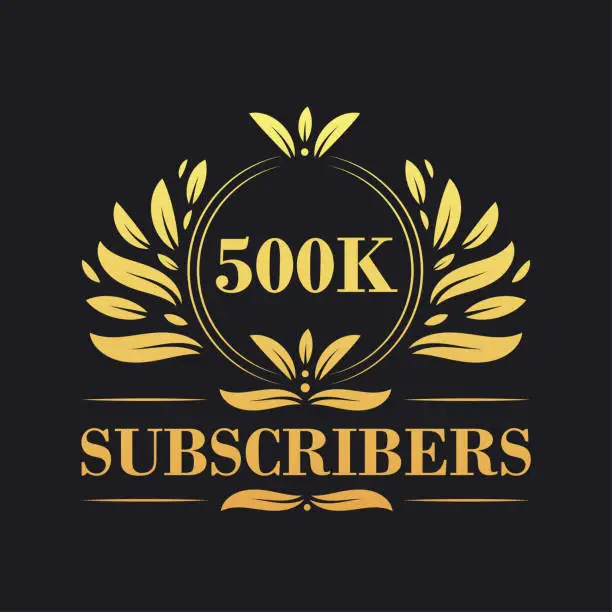 Vector illustration of 500K Subscribers celebration design. Luxurious 500K Subscribers logo for social media subscribers