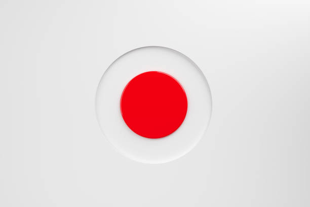 Audio or video record button on white background. Recording media or audio music. 3D render.