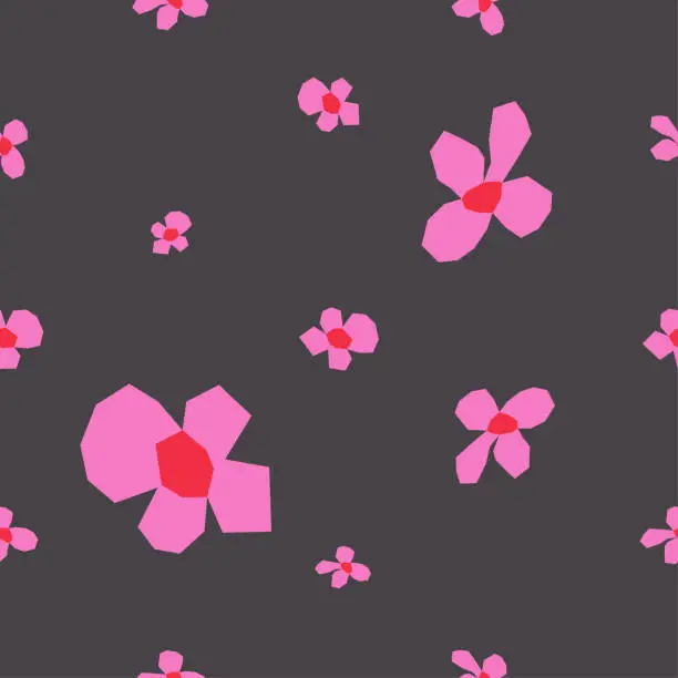 Vector illustration of Pink flowers seamless pattern