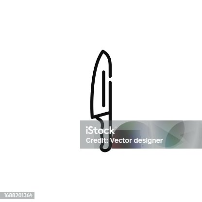 istock Kitchen knife line icon isolated on white background 1688201364