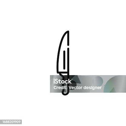 istock Kitchen knife line icon isolated on white background 1688201909