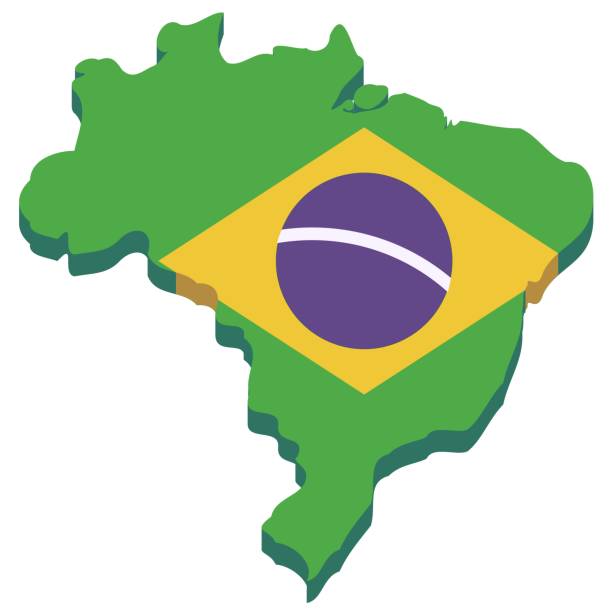 ilustrações, clipart, desenhos animados e ícones de mapa 3d do brasil recortado (design plano) - brazilian flag brazil flag three dimensional shape