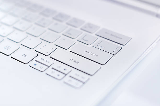 Closeup of a modern ultra book keyboard. stock photo