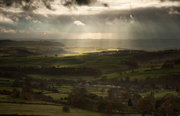 istock Stunning sun beams over Big Moor in Peak District 168820485