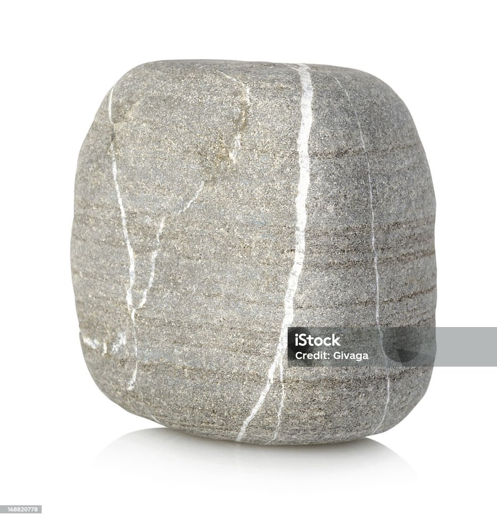 A smooth lump of grey and white natural stone Granite stone isolated on a white background Boulder - Rock Stock Photo