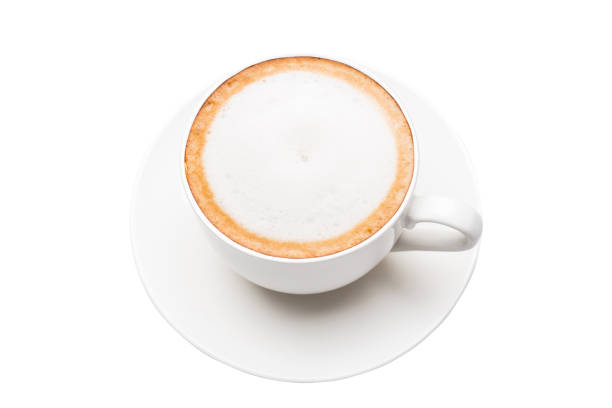 istock Top view Cup of hot coffee latte isolated 1688214477