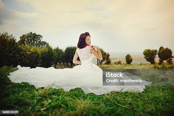 Portrait Of Young Bride Wearing Wedding Dress Stock Photo - Download Image Now - Adult, Adults Only, Affectionate