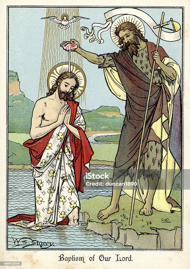 Batizado de Jesus Cristo - Ilustração de Batizado royalty-free