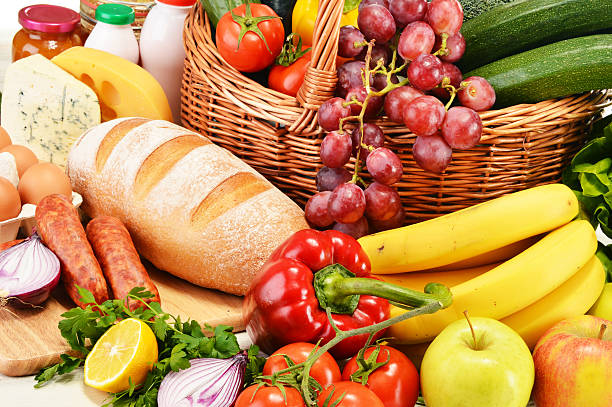 istock Composition with variety of grocery products 168823959