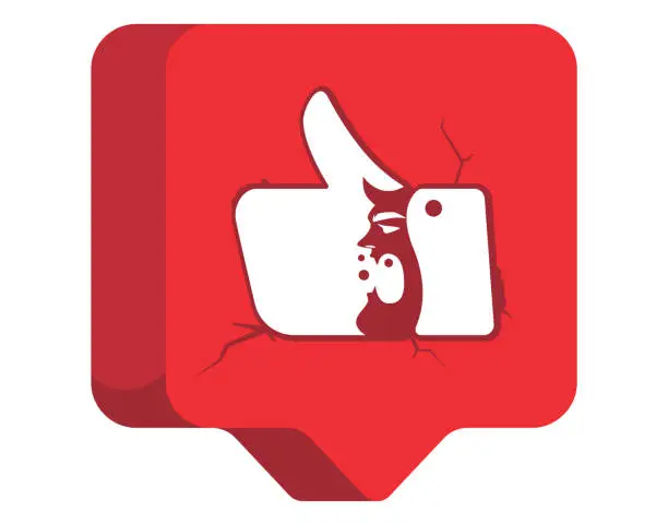 Vector illustration of thumbs up with angry devil icon