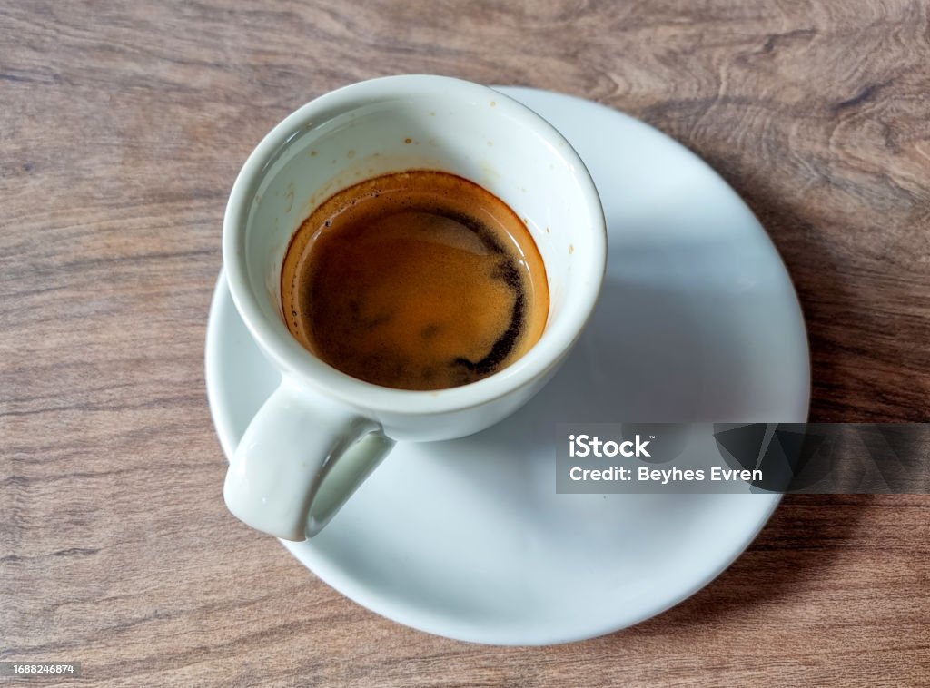 Cup of fresh aromatic coffee espresso Above Stock Photo