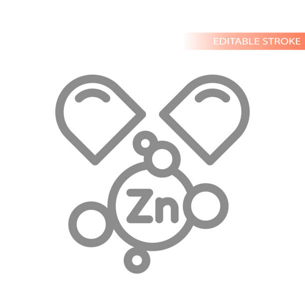Zinc micronutrient capsule line vector Mineral supplements outline icon zinc stock illustrations