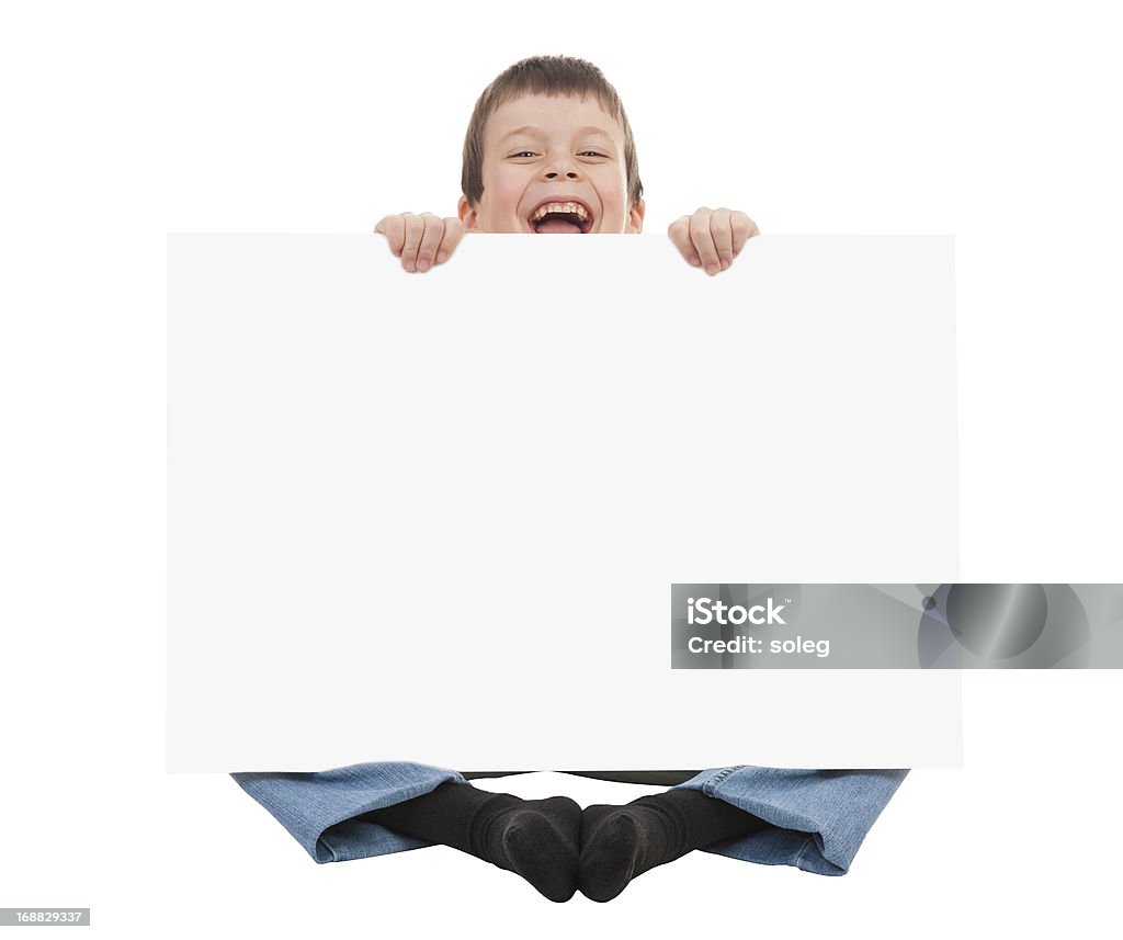 boy with blank paper sheet boy with blank paper sheet isolated Advertisement Stock Photo