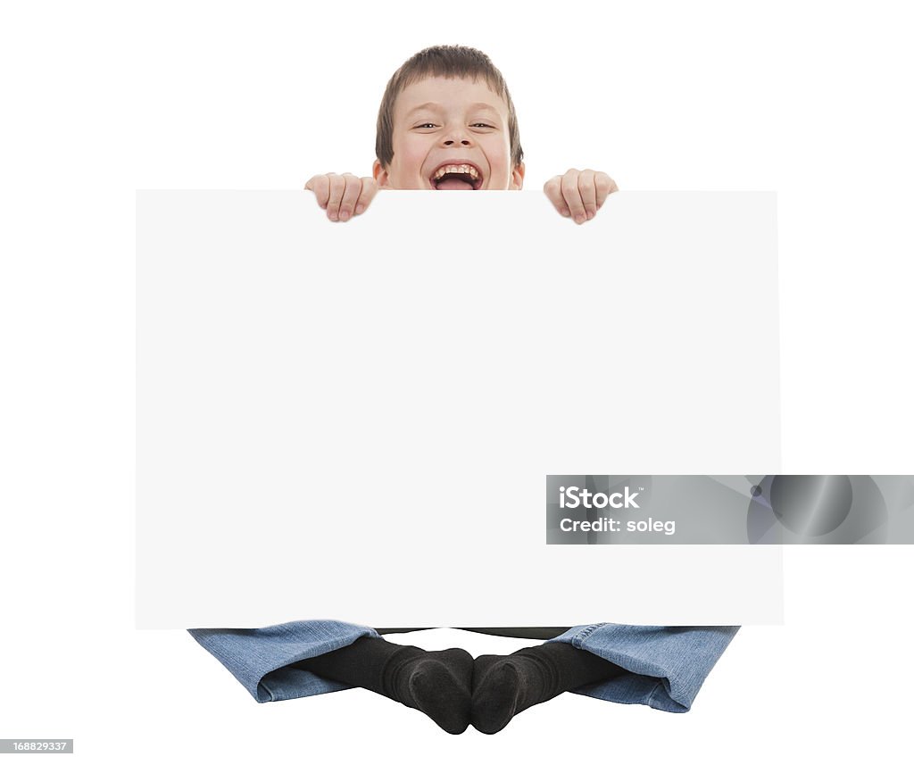 Menino com folha de papel em branco - Royalty-free Adolescente Foto de stock