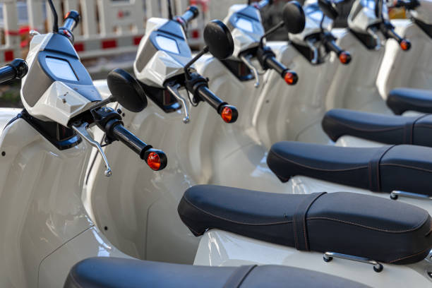 istock Parked motor scooter in a row 1688299071