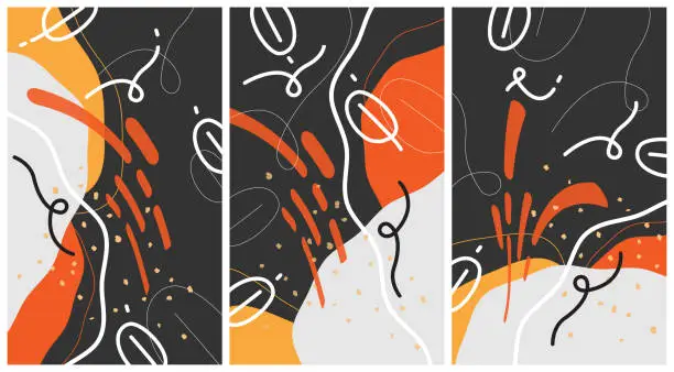 Vector illustration of Abstract doodle art. Set of vector illustrations backgrounds