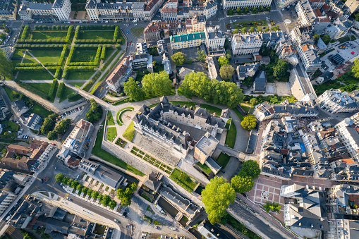 Aerial view above the beautiful French city of Pau in the Pyrénées-Atlantiques
