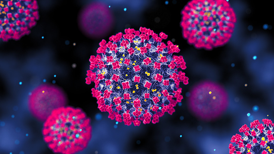 Nipah virus cells. 3D Render