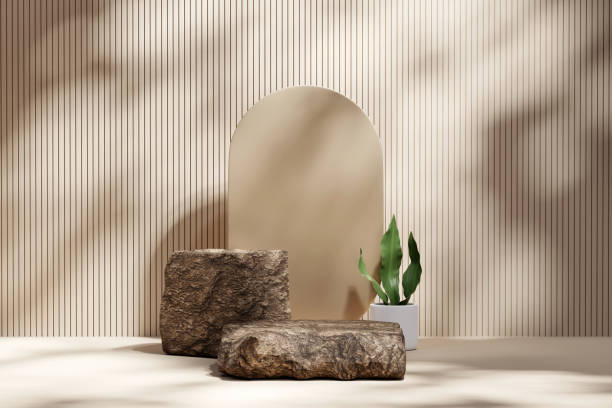 istock 3D rendering platform podium with plant product presentation background 1688372496