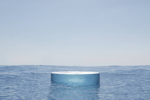 istock Abstract 3d render natural background, Ice podium on the wave ocean surface for product display, advertising, mockup, cosmetic or etc 1688374328