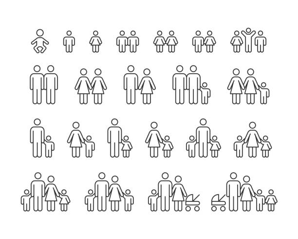 Family Relationship Icons - Vector Line Icons Family Relationship Icons - Vector Line Icons. Editable Stroke. Vector Graphic children holding hands icon stock illustrations