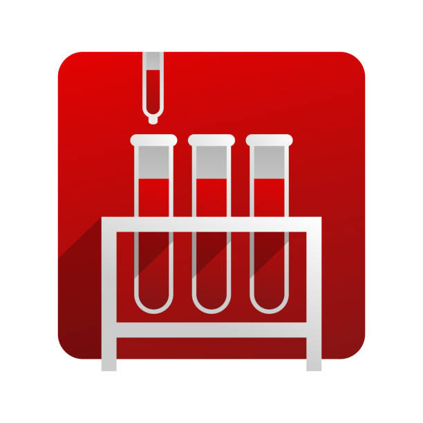 ilustrações de stock, clip art, desenhos animados e ícones de blood test square icon with blood samples - blood cell anemia cell structure red blood cell