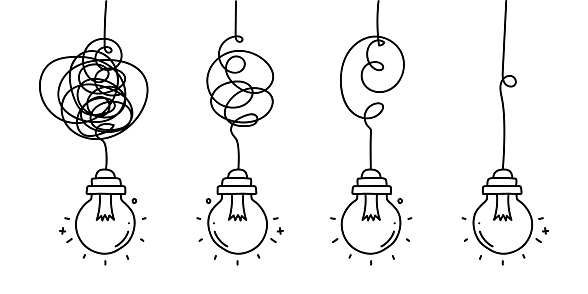 Problem Solving Concept with Lightbulbs. Business Concept for Solutions, Project Management, Marketing, Creativity and Innovation