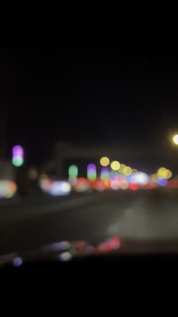 Street lights night blurred for background