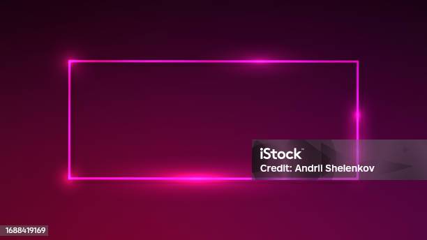 Neon Rectangular Frame With Shining Effects Stock Illustration ...