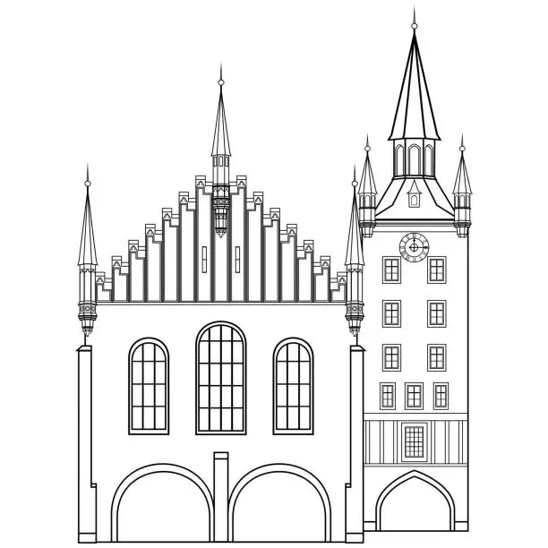 Vector illustration of Town Hall in Munich