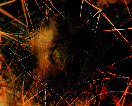 Grunge dark scratchy texture. Abstract fractal art background.