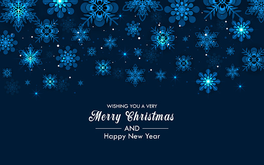 Christmas Background with blue snowflakes