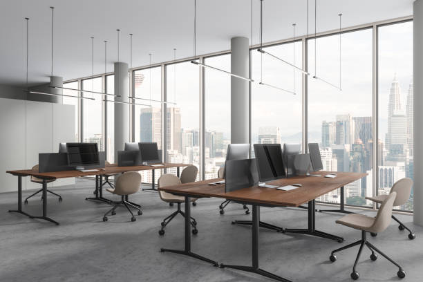 istock Cozy office interior with coworking corner and panoramic window 1688487872