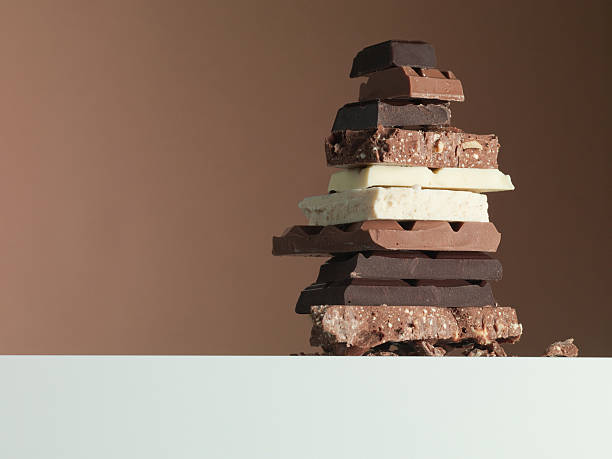 Stack of chocolate bars  chocolate bar photos stock pictures, royalty-free photos & images