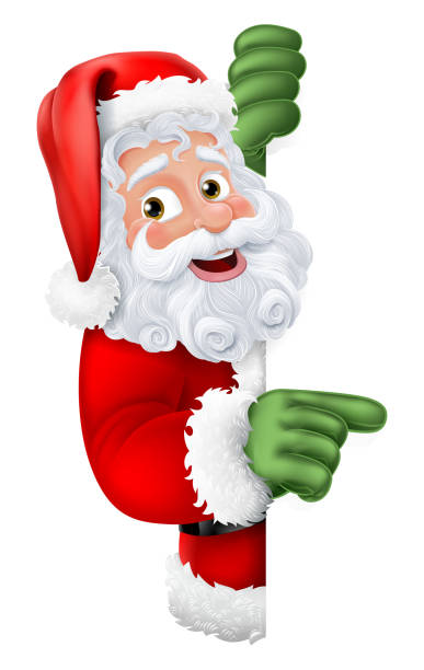 istock Cartoon Santa Claus Father Christmas Peeking Sign 1688495128
